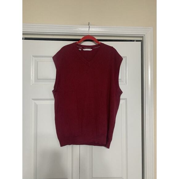 Cutter & Buck Mens Burgundy Cotton V-Neck Sleeveless Pullover Sweater Vest XL - Picture 1 of 7